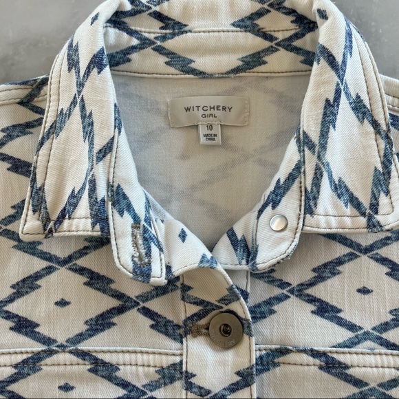 Witchery denim trench-style jacket. White and blue. 10 - Picture 4 of 4